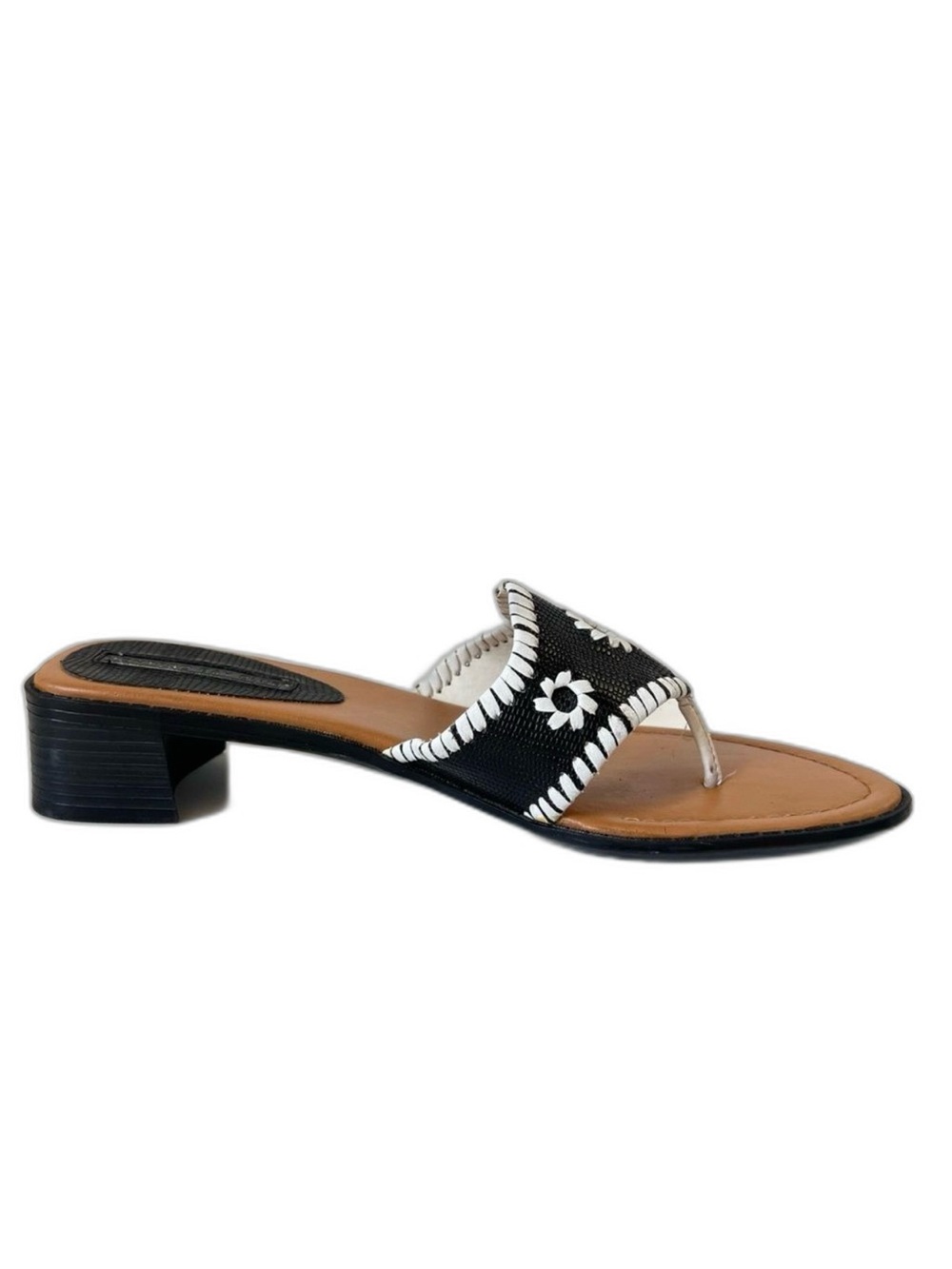 Montego Bay Club Women's Black and White Boho Southwestern Sandals Size 8.5